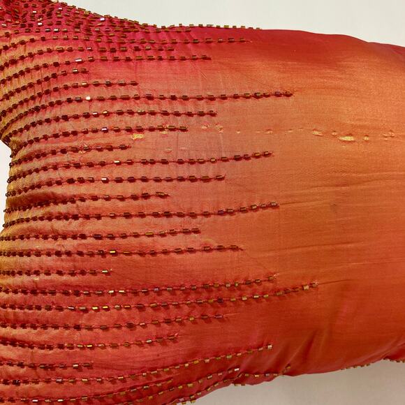 Beaded rectangular coral accent pillow, sofa or bed decorative home decor - Picture 4 of 9